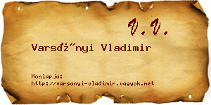 Varsányi Vladimir névjegykártya